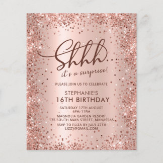 Shh Überraschung Rose Gold Sweet 16 Geburtstag Ein