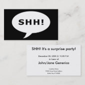shh! Überraschungs-Party-Comicblase Visitenkarte (Vorne/Hinten)
