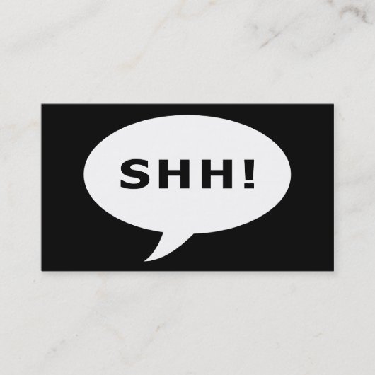 shh! Überraschungs-Party-Comicblase Visitenkarte (Vorderseite)