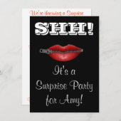 SHH! ZIP Ihr Lippenüberraschungs-Party laden Einladung (Vorne/Hinten)
