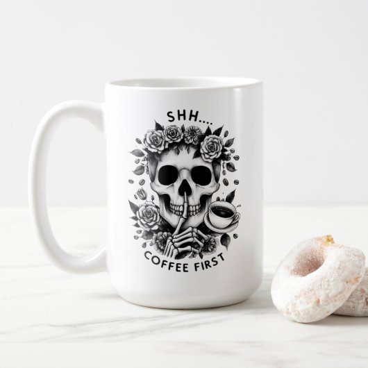 Shhh.Coffee First Skull Tasse (Mit Donut)