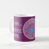 Shhh Coffee Time Clock Art Pink Blau Lila Funny Kaffeetasse (Vorderseite Links)