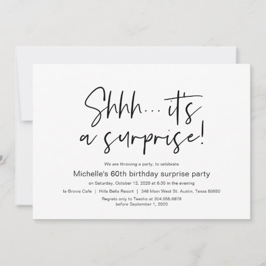 Shhh, es ist eine überraschende Einladung zur Gebu (Vorderseite)