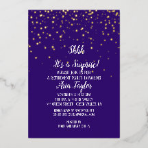 Shhh es ist eine Überraschung Confetti auf Lila Pa