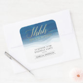 Shhh... | Gold und Aquarellfarben Überraschung Geb Quadratischer Aufkleber (Umschlag)