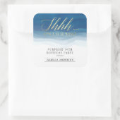 Shhh... | Gold und Aquarellfarben Überraschung Geb Quadratischer Aufkleber (Tasche)