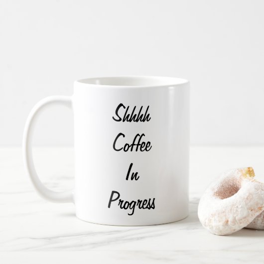 Shhh Kaffee in laufenden Tasse (Mit Donut)