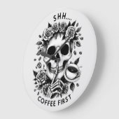 Shhh...Kaffee zuerst Große Wanduhr (Winkel)