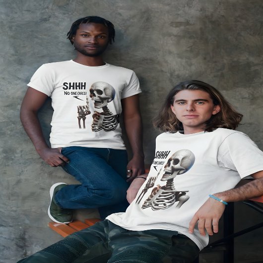 SHHH... Keiner kümmert sich um Skelett mit grünen  T-Shirt