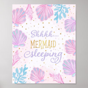 Shhh... Mermaid Schlafen Kinderzimmer Decke Poster