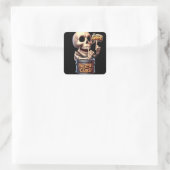 SHHH... Niemand Cares Skeleton Barrel Guardian Quadratischer Aufkleber (Tasche)