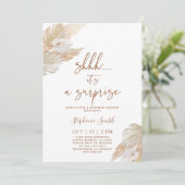 Shhh Überraschung Pampas Grass Dusche Einladung (Stehend Vorderseite)