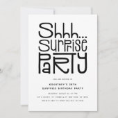 Shhh Überraschung Party Moderne Geburtstag Einladung (Vorderseite)