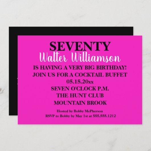 Shhh Überraschung Seventieth Birthday Party Einlad Einladung (Vorne/Hinten)