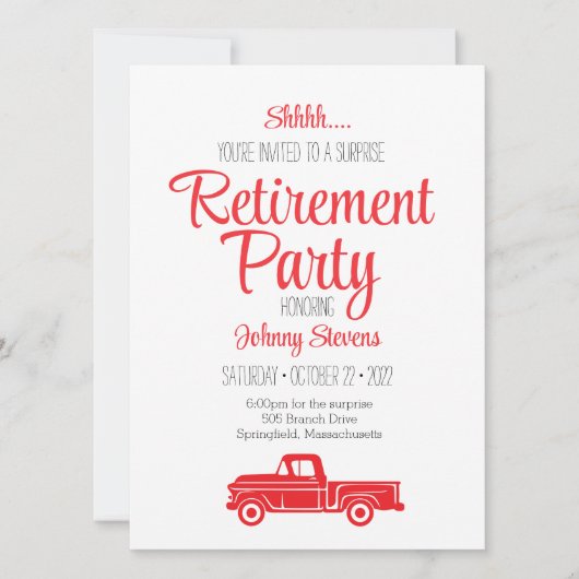 Shhh Überraschungsruhestand Party Einladung (Vorderseite)