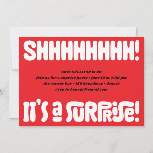 Shhhhh! Überraschung! Party Einladung (Vorderseite)