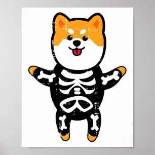 Shi Inu Skeleton Kostüm Niedlich Easy Dog Hallowee Poster