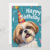Shi Tzu Happy Birthday Feiertagskarte (Vorne/Hinten)