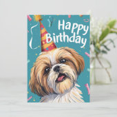 Shi Tzu Happy Birthday Feiertagskarte (Stehend Vorderseite)