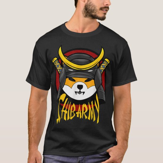 SHIB ARMY Crypto Samurai Shiba Inu-Münze T-Shirt (Vorderseite)