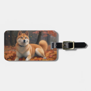 Shib Inu im Herbst inspiriert durch fallende Blätt Gepäckanhänger