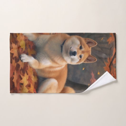 Shib Inu im Herbst Leaves Fall Inspiriert Badhandtuch Set (Handtuch)