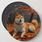 Shib Inu im Herbst Leaves Fall Inspiriert Button (Vorne & Hinten)