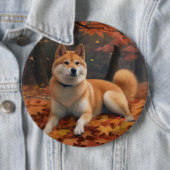 Shib Inu im Herbst Leaves Fall Inspiriert Button (Beispiel)