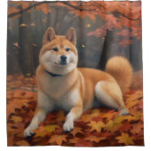 Shib Inu im Herbst Leaves Fall Inspiriert Duschvorhang (Vorderseite)