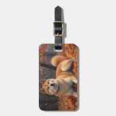 Shib Inu im Herbst Leaves Fall Inspiriert Gepäckanhänger (Vorderseite vertikal)