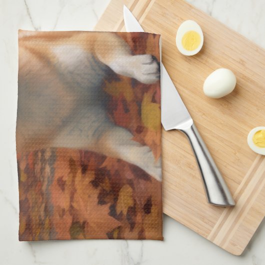 Shib Inu im Herbst Leaves Fall Inspiriert Geschirrtuch (Viertel Falte)