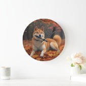 Shib Inu im Herbst Leaves Fall Inspiriert Große Wanduhr (Zuhause)