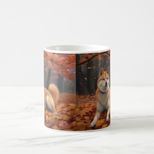 Shib Inu im Herbst Leaves Fall Inspiriert Kaffeetasse (Mittel)