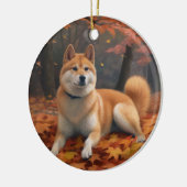 Shib Inu im Herbst Leaves Fall Inspiriert Keramik Ornament (Links)