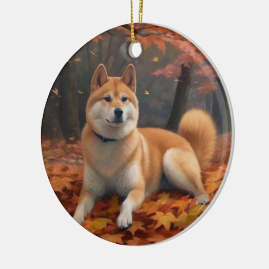 Shib Inu im Herbst Leaves Fall Inspiriert Keramik Ornament (Links)