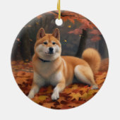 Shib Inu im Herbst Leaves Fall Inspiriert Keramik Ornament (Hinten)