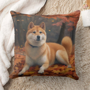 Shib Inu im Herbst Leaves Fall Inspiriert Kissen