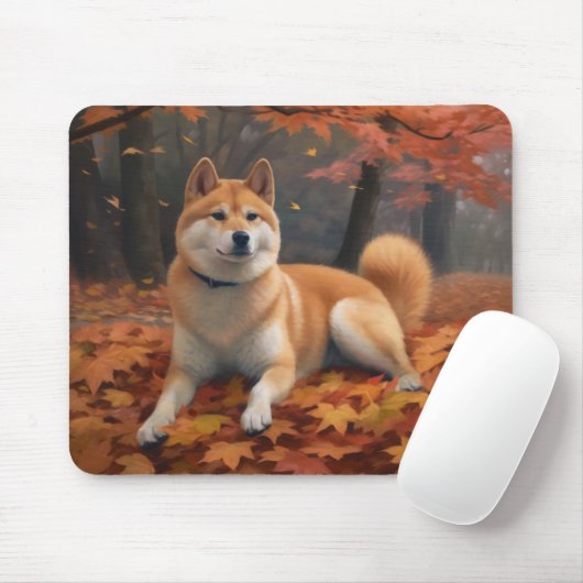 Shib Inu im Herbst Leaves Fall Inspiriert Mousepad (Mit Mouse)