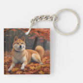 Shib Inu im Herbst Leaves Fall Inspiriert Schlüsselanhänger (Rückseite)