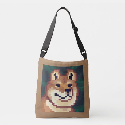 Shiba bag pixel art tragetaschen mit langen trägern (Vorderseite)