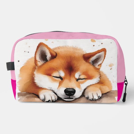 Shiba bekommt schlampige Tricolor-Toilettentasche Waschbeutel (Vorderseite)