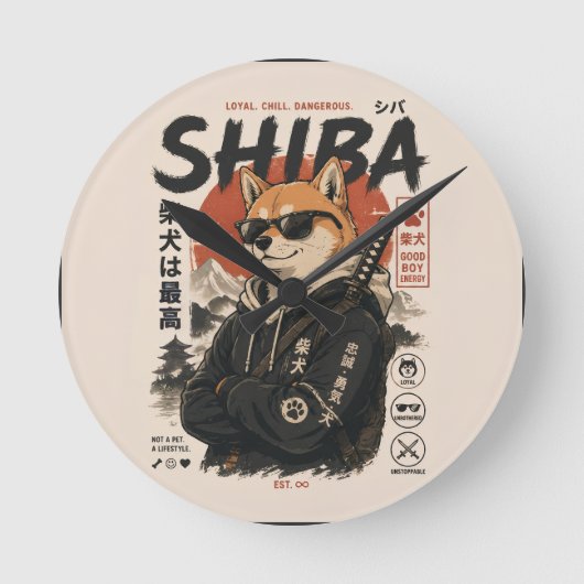 SHIBA DER BESCHÜTZER RUNDE WANDUHR (Vorderseite)