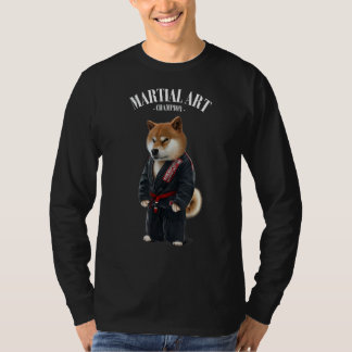 Shiba Dog Judo Karate Master in Black Judogi T-Shirt