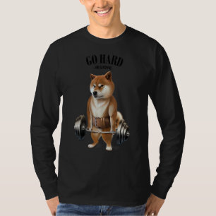 Shiba Dog Muskeltraining mit Barbell Shrug Bar F T-Shirt