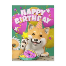 Shiba Happy Birthday Postcard