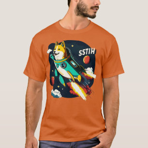 Shiba in den Weltraum fliegen mit einer Rakete9 T-Shirt