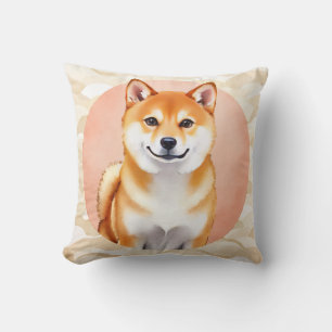 Shiba Inu Aquarell Japanische Wellenkunst Kissen