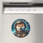 Shiba Inu Astronaut 3 Inch Magnet (In Situ (Geschirrspüler))