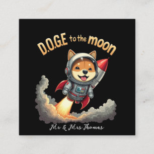Shiba Inu Astronaut Raum Grafik "Zum Mond" Quadratische Visitenkarte