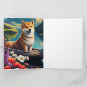 Shiba Inu auf einem Paddle: Ein Landschaftliches A Karte (Innenseite)